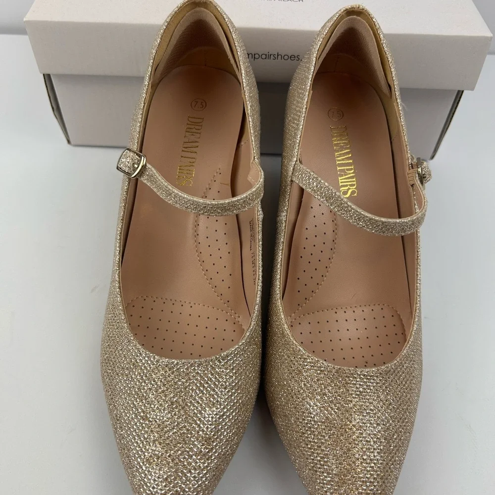 Dream Pairs Glittering Gold Wedges for Women